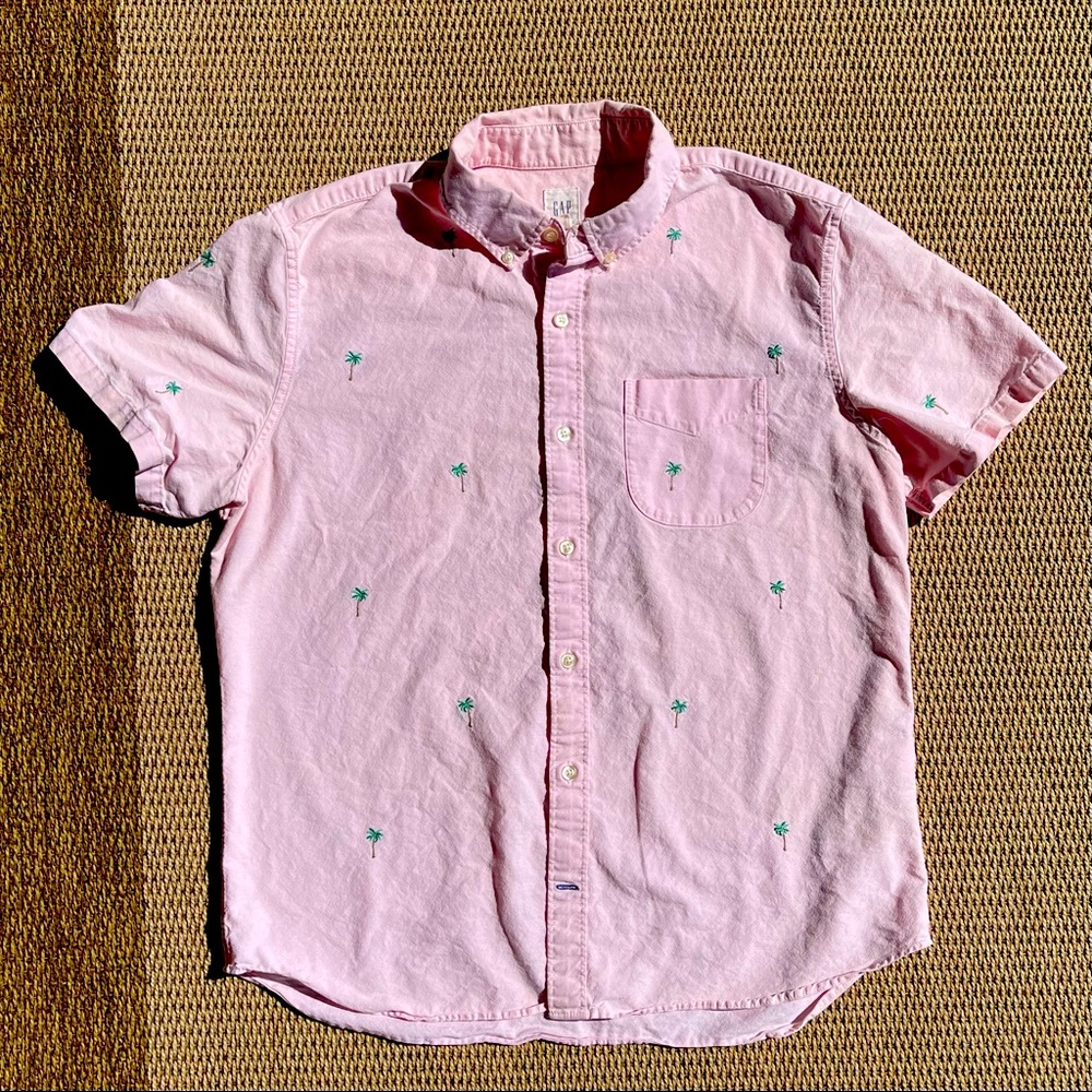 Pink Gap Shirt With Palm Trees L